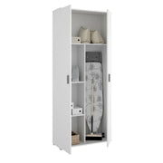 Armadio multiuso Arna, Mobile multifunzione portascope, Guardaroba a 2 ante, 78x35h190 cm, Bianco
