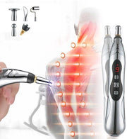 Penna per acupressione, massaggio pulsante microelettrico, 9 livelli di intensità, 5 testine di massaggio, interfaccia USB, posizionamento automatico dei punti di acupressione, acupressione senza ago.
