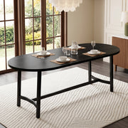 Tavolo da pranzo 180x80 cm in MDF e ferro, per 6-8 persone, nero, angoli arrotondati