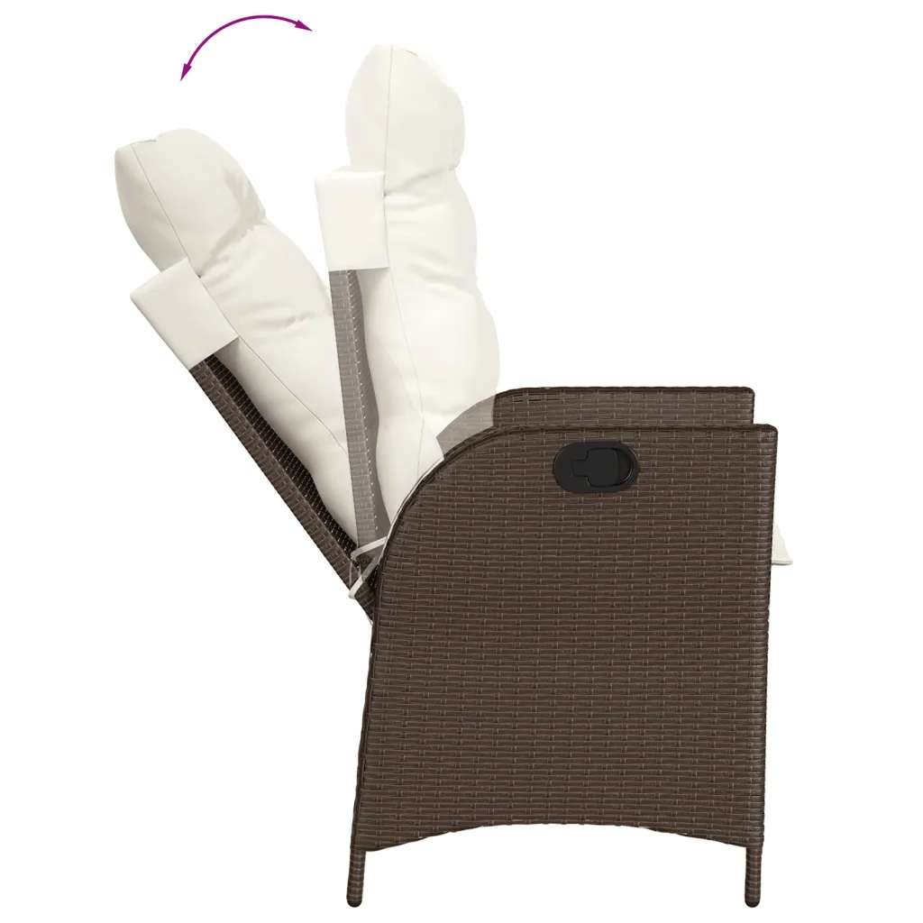 Set Bistrò 3 pz con Cuscini Marrone in Polyrattan