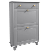 Mobiletto per Scarpe con 2 Ante e 1 Cassetto ¨C Zephmum ¨C Grigio 60x23.5x98.5 cm