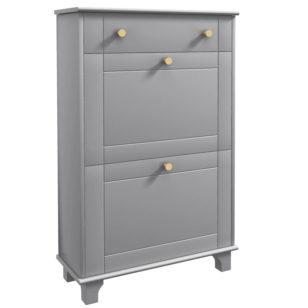 Mobiletto per Scarpe con 2 Ante e 1 Cassetto ¨C Zephmum ¨C Grigio 60x23.5x98.5 cm