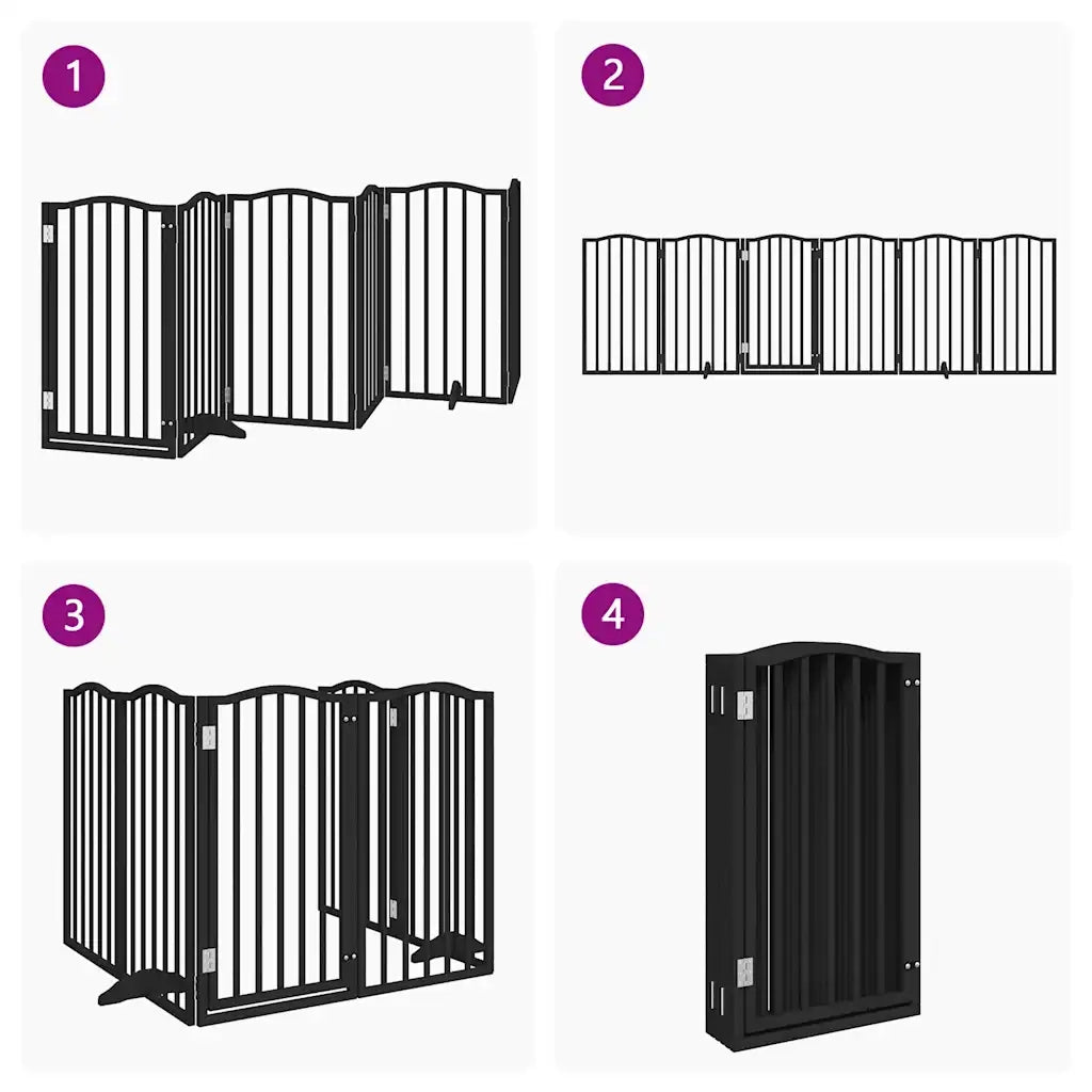 Cancello per Cani Porta Pieghevole Nero 6 Pannelli 300cm Pioppo CFW5469205