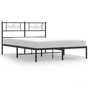 Letto matrimoniale | Letto per adulti | Giroletto con Testiera in Metallo Nero 135x190 cm
