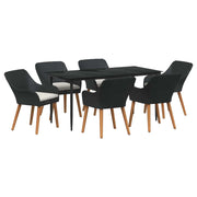 Set da Pranzo per Giardino con cuscino 7 pcs Nero polyrattan