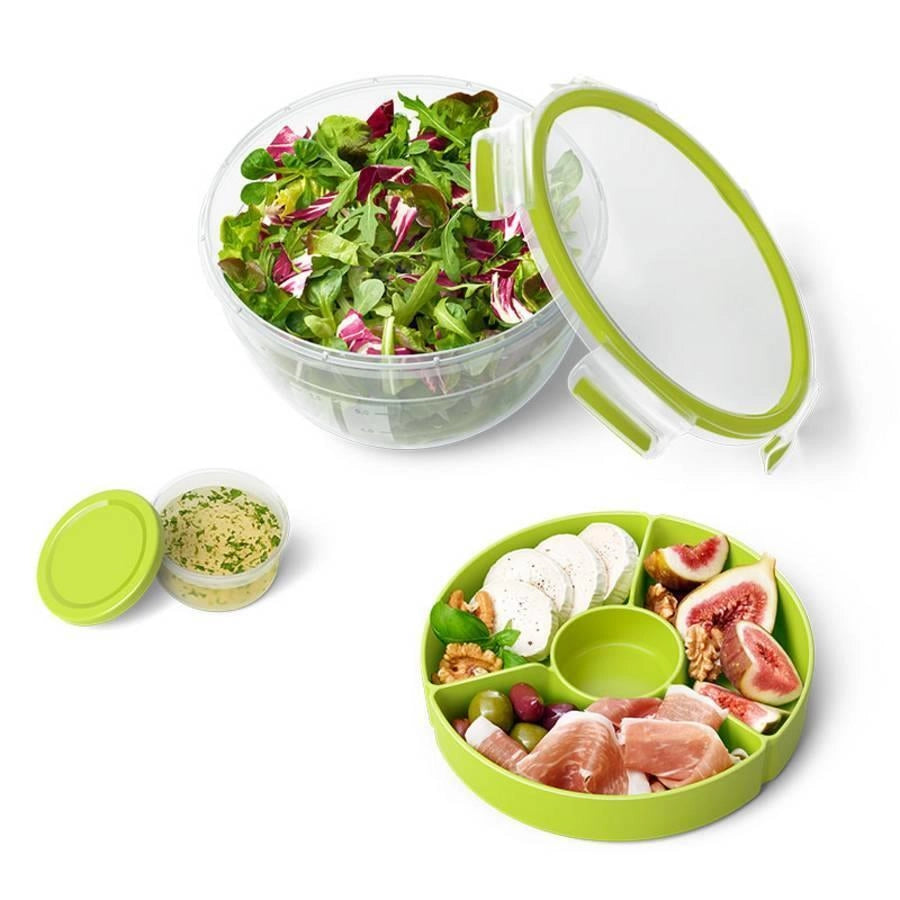EMSA N10713 Rotondo Scatola 2,6 L Verde, Trasparente 3 pz