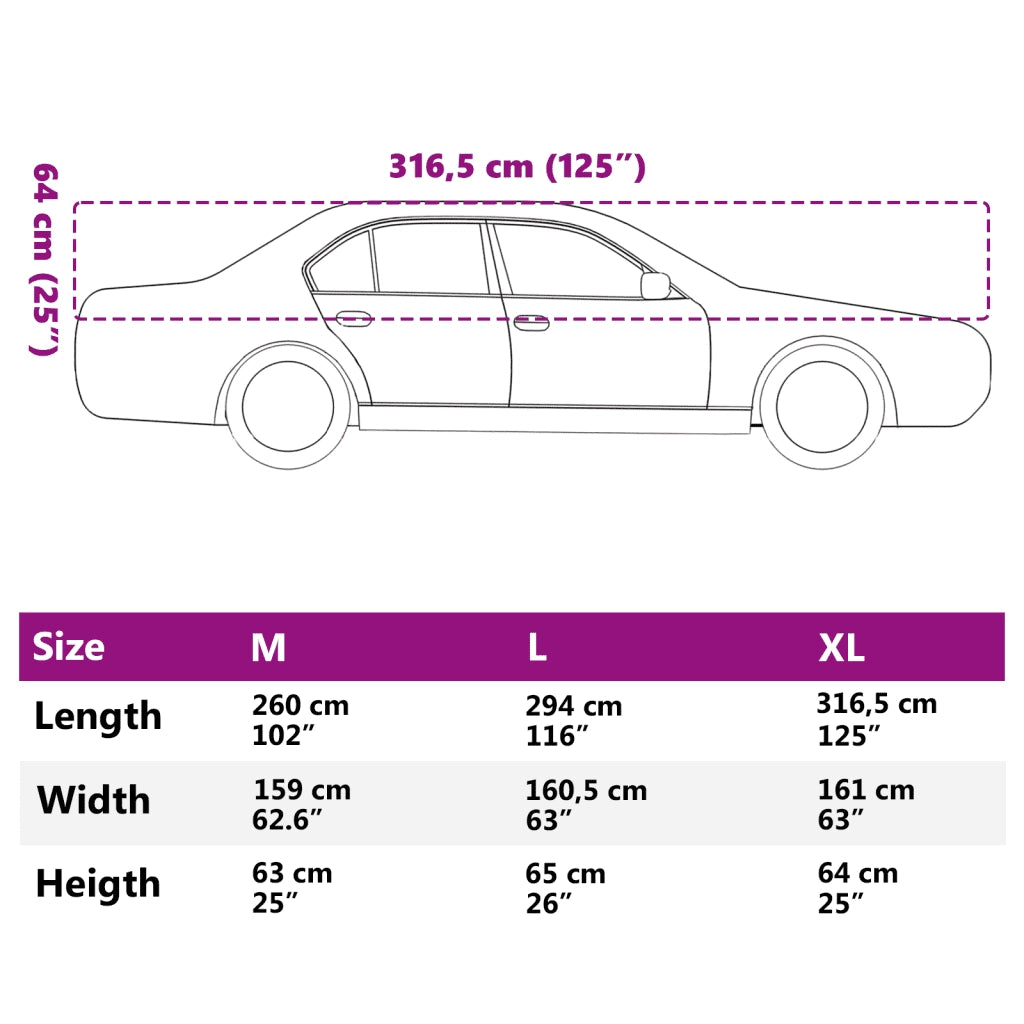 Mezza Copertura Auto con Ganci Argento XL CFW8364552