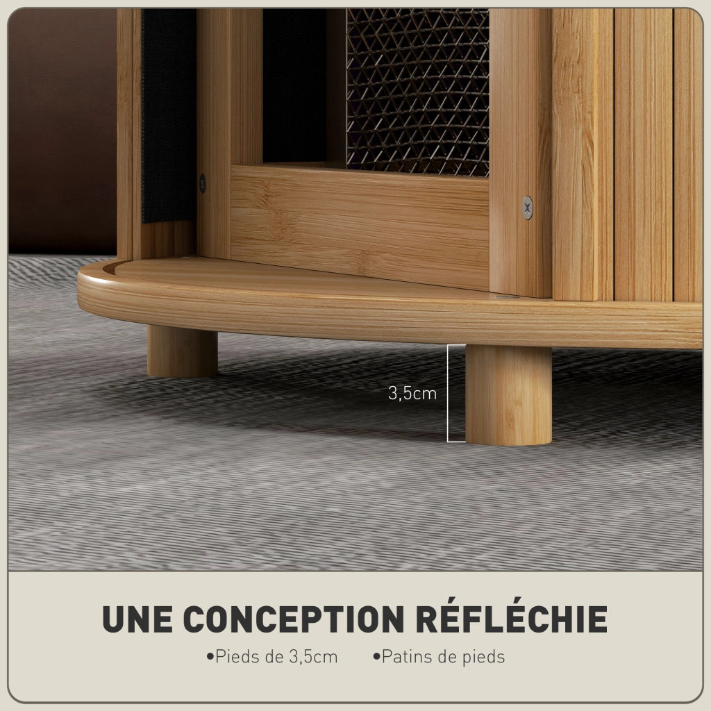 Tavolino da caff¨¨ in bamb¨´ con ripiano scorrevole ¨C zephmum ¨C ?60x45 cm, legno naturale