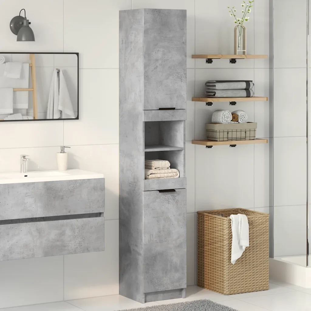 Mobile da Bagno Grigio Cemento 32x34x188,5 cm Legno Multistrato 856942