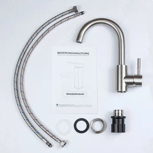 ZMH Rubinetto miscelatore miscelatore rotante ad alta pressione tirante in acciaio inox