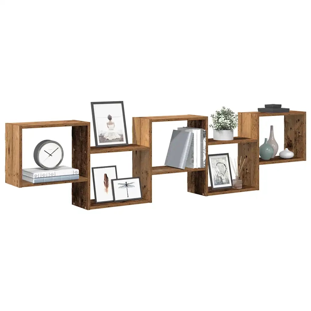 vidaXL Mensola a Cubo da Parete 5 Scomparti Truciolato Legno Antico