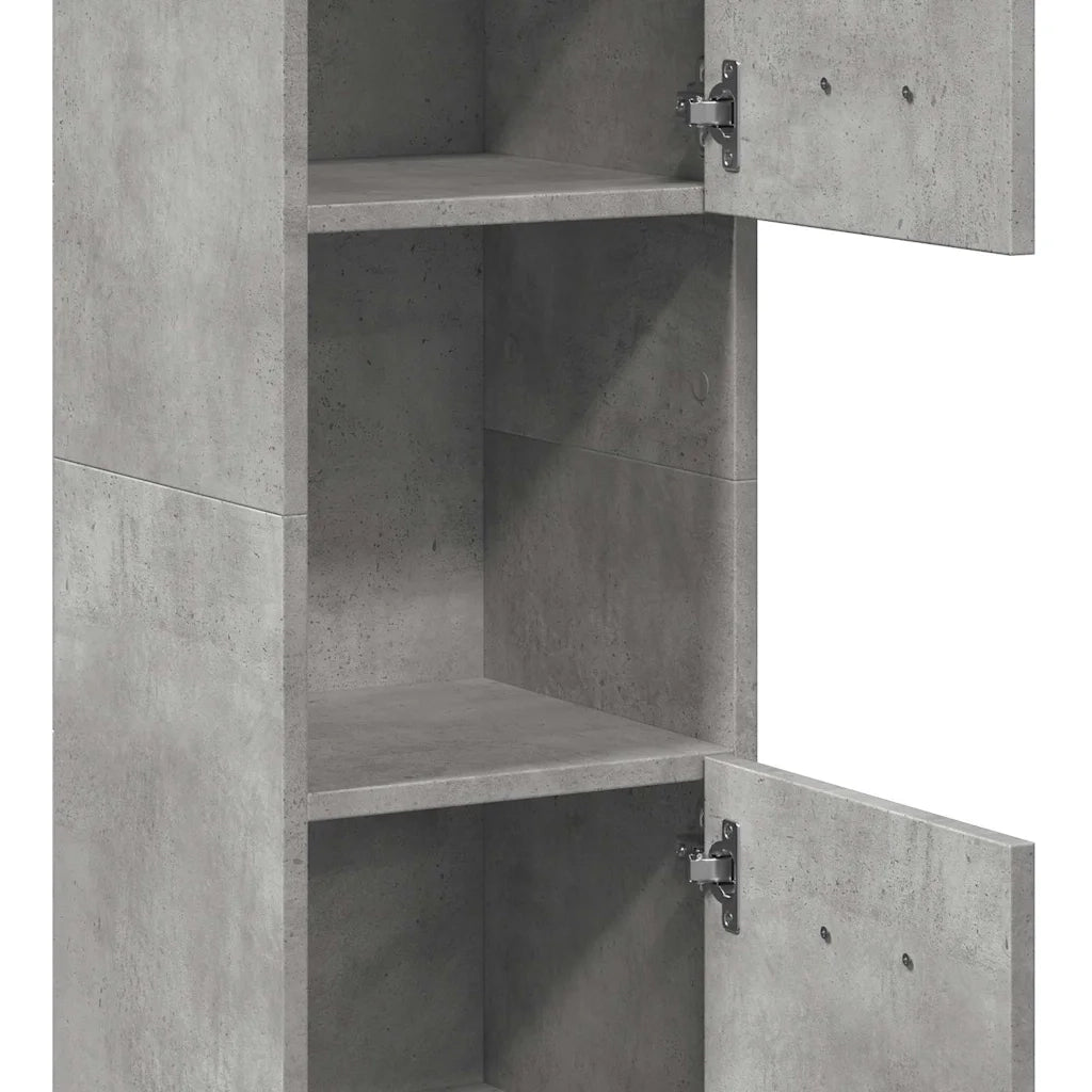vidaXL Mobile Pensile da Bagno Grigio Cemento 30x30x130cm Truciolato