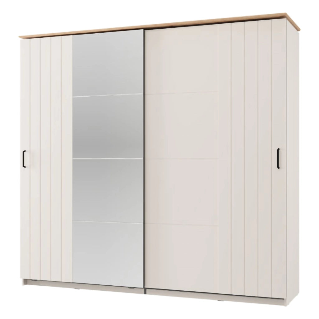 Armadio Camera da Letto Aurovi, Guardaroba 2 Ante 2 Ripiani, 220x205h cm Bianco Crema