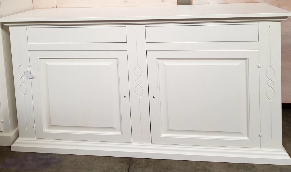 Credenza madia 2 porte legno shabby bianco 177x48x110 (1596) - Mobili 2G
