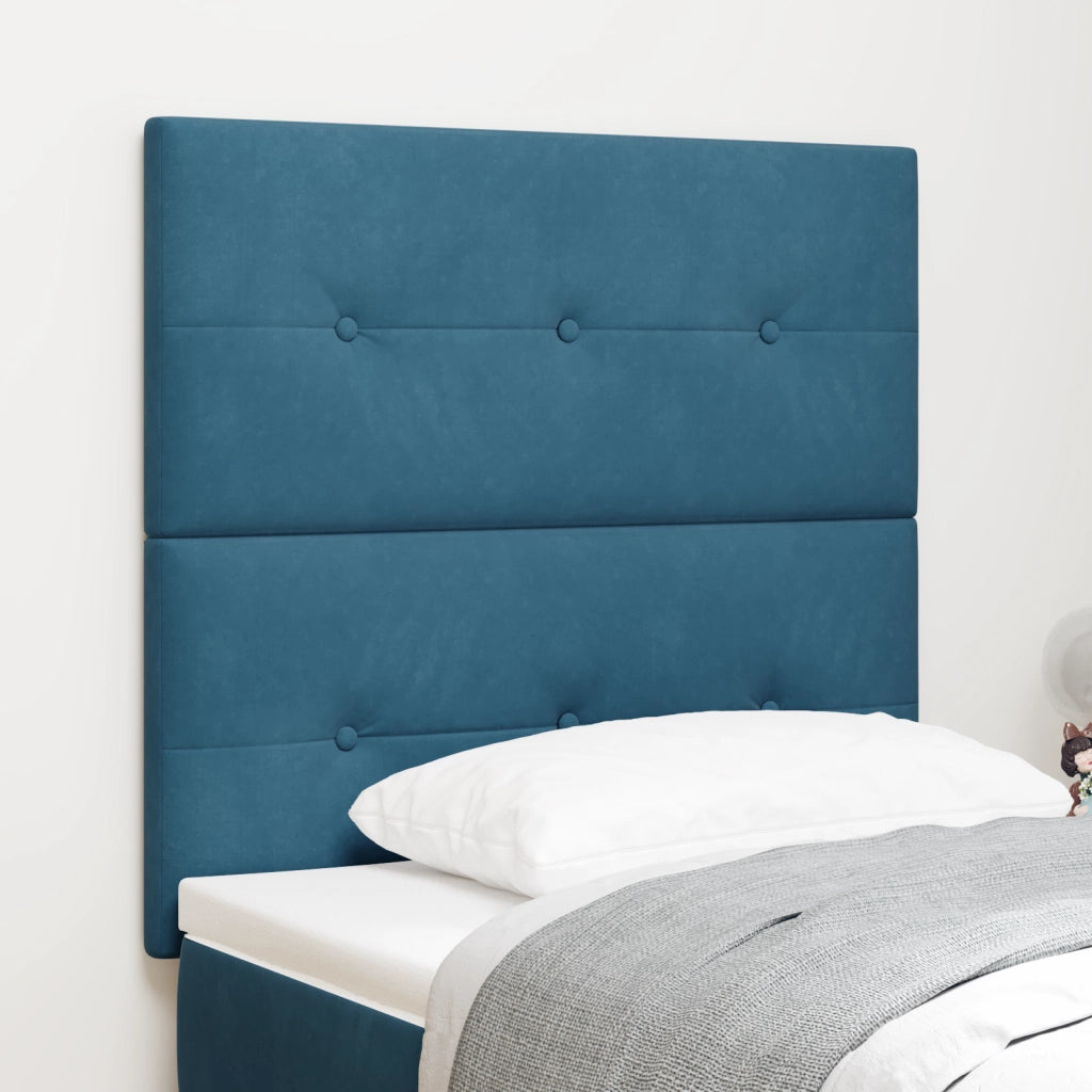 Testiera vitaXL Pieghettata Blu Scuro 90 cm Velluto