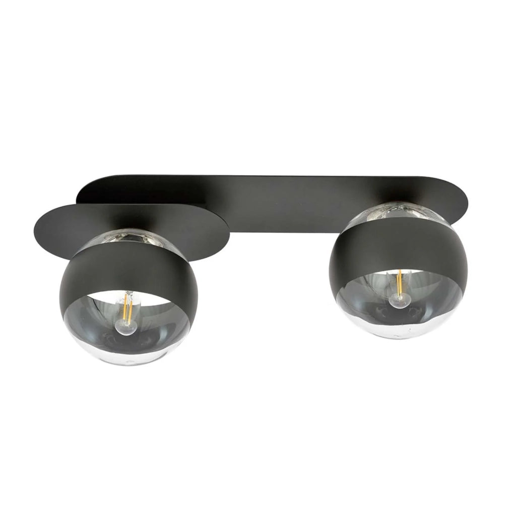 Plafoniera Minimal Teia Acciaio Nero 2 Luci E14 Ip20