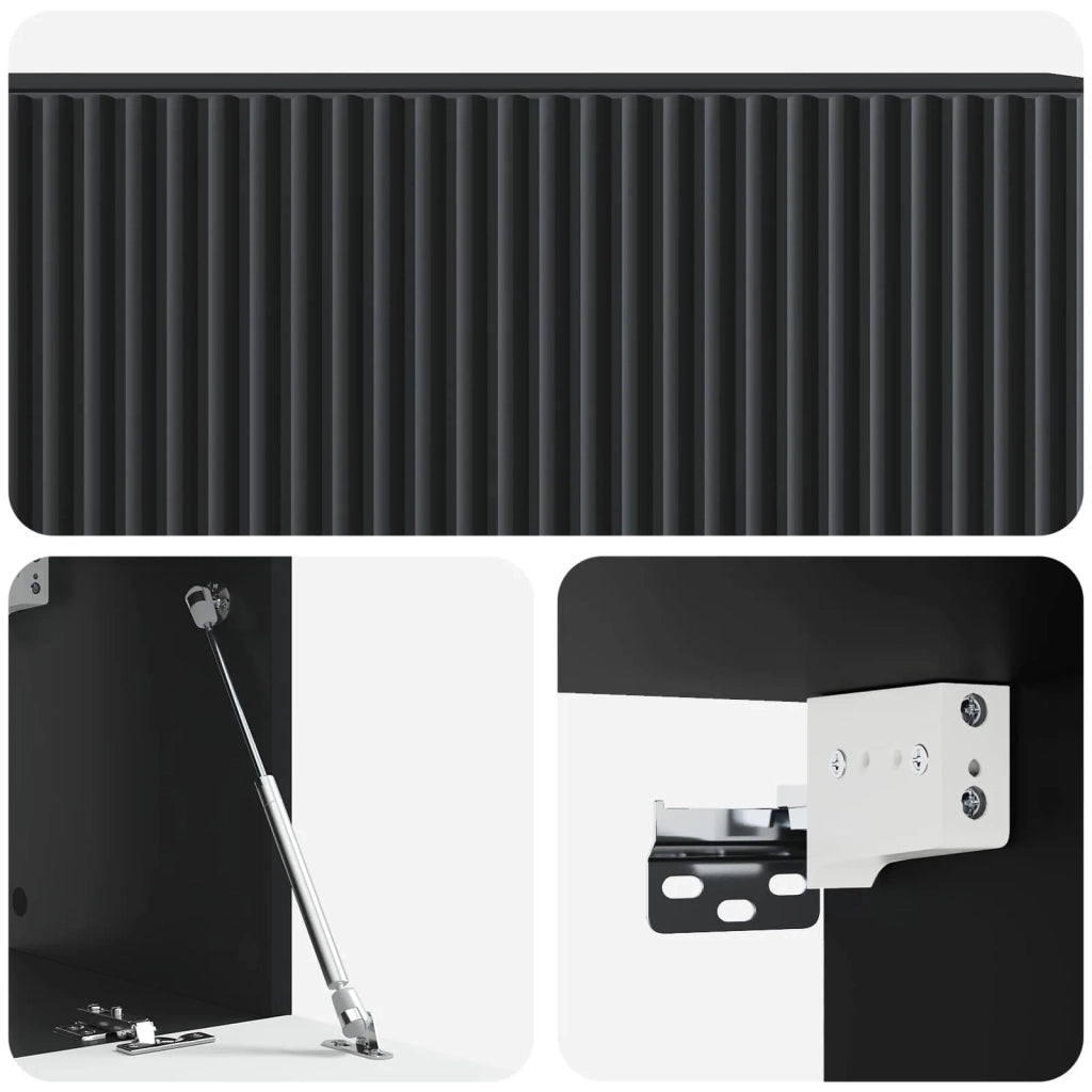 Mobile Porta TV da Muro Montaggio a parete Nero 98 x 31 x 30 cm 898556