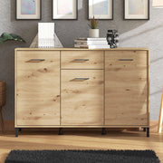 Madia Laerru, Credenza 3 Cassetti, 138x40x90h cm Marrone Rovere Nodi