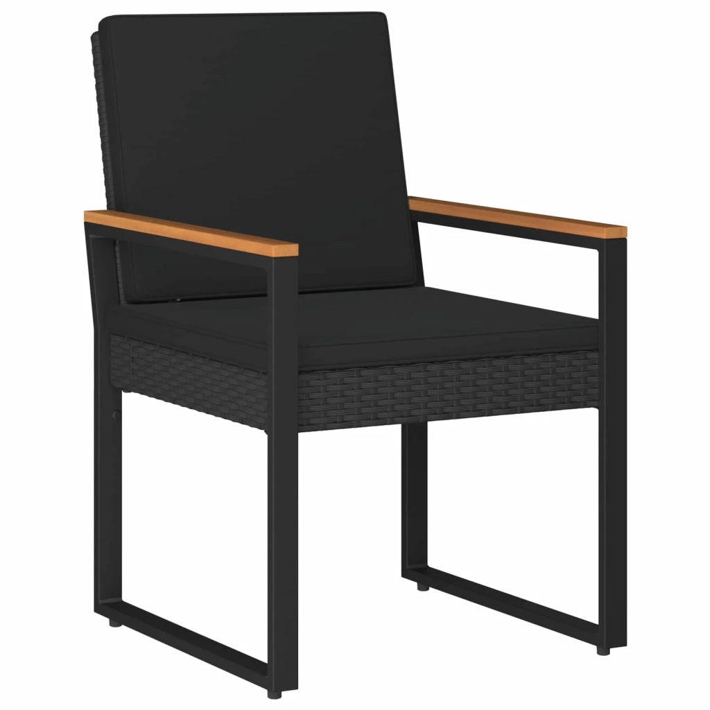 Set Mobili da Esterno con cuscino 3 pcs Nero polyrattan