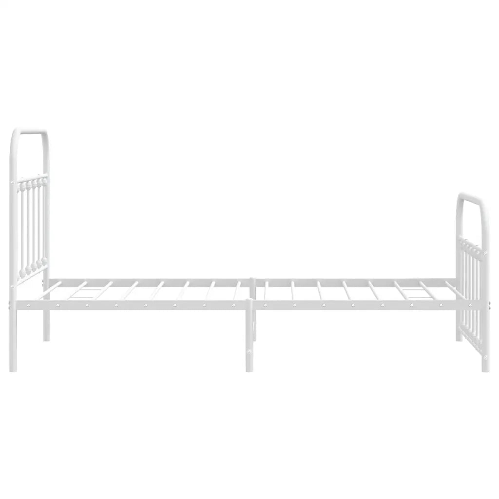 Giroletto con Testiera e Pediera-Struttura Letto Metallo Bianco 100x190 cm 621300