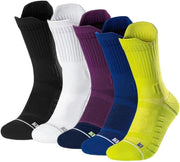 5 paia di calze da ginnastica compressive, calze imbottite, anti-bloccaggio, calze sportive, da camminata e da basket con funzione di traspirazione
