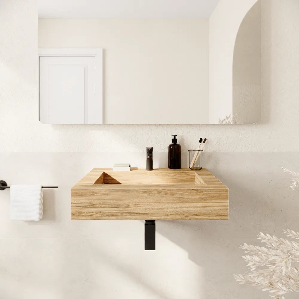 Lavabo sospeso in hpl 70cm rovere miele | Baikal