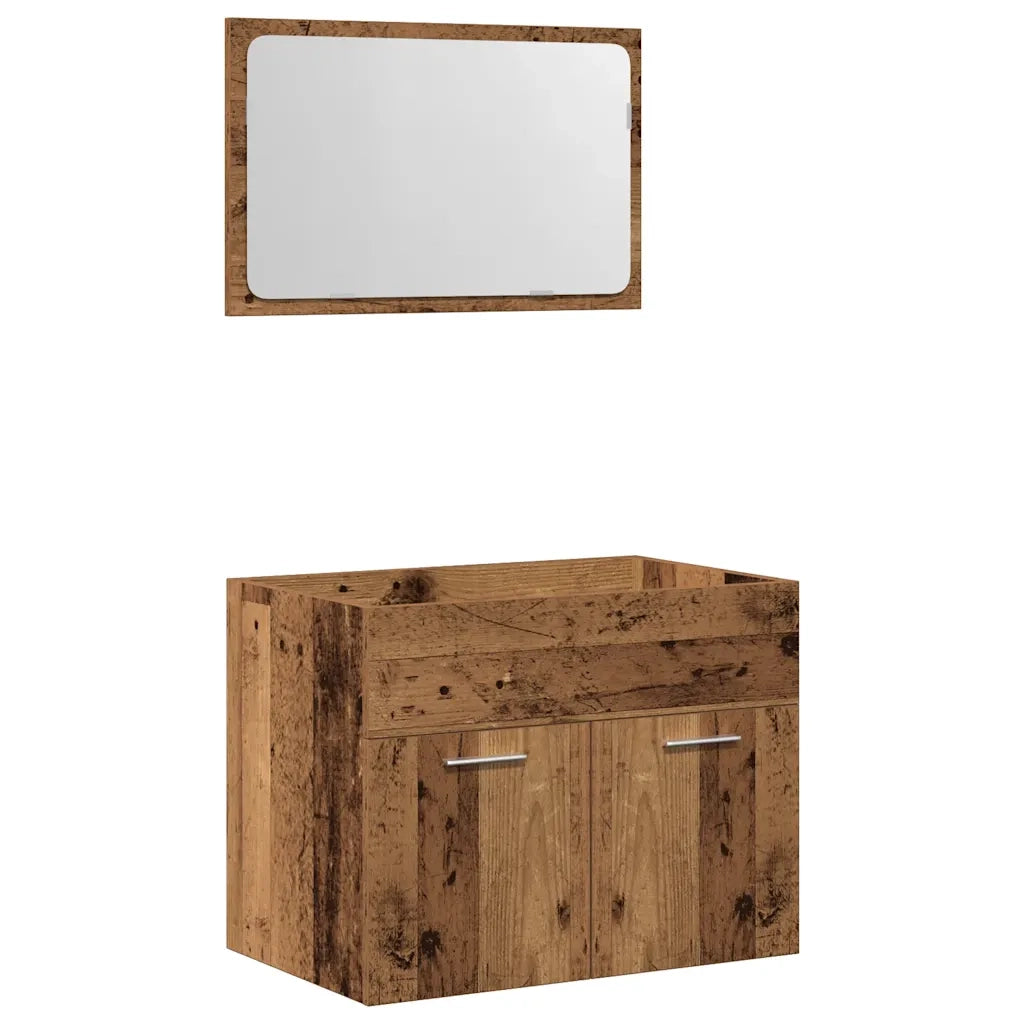 Set Mobili da Bagno | Armadio da bagno 2 pz Legno Antico in Legno Multistrato