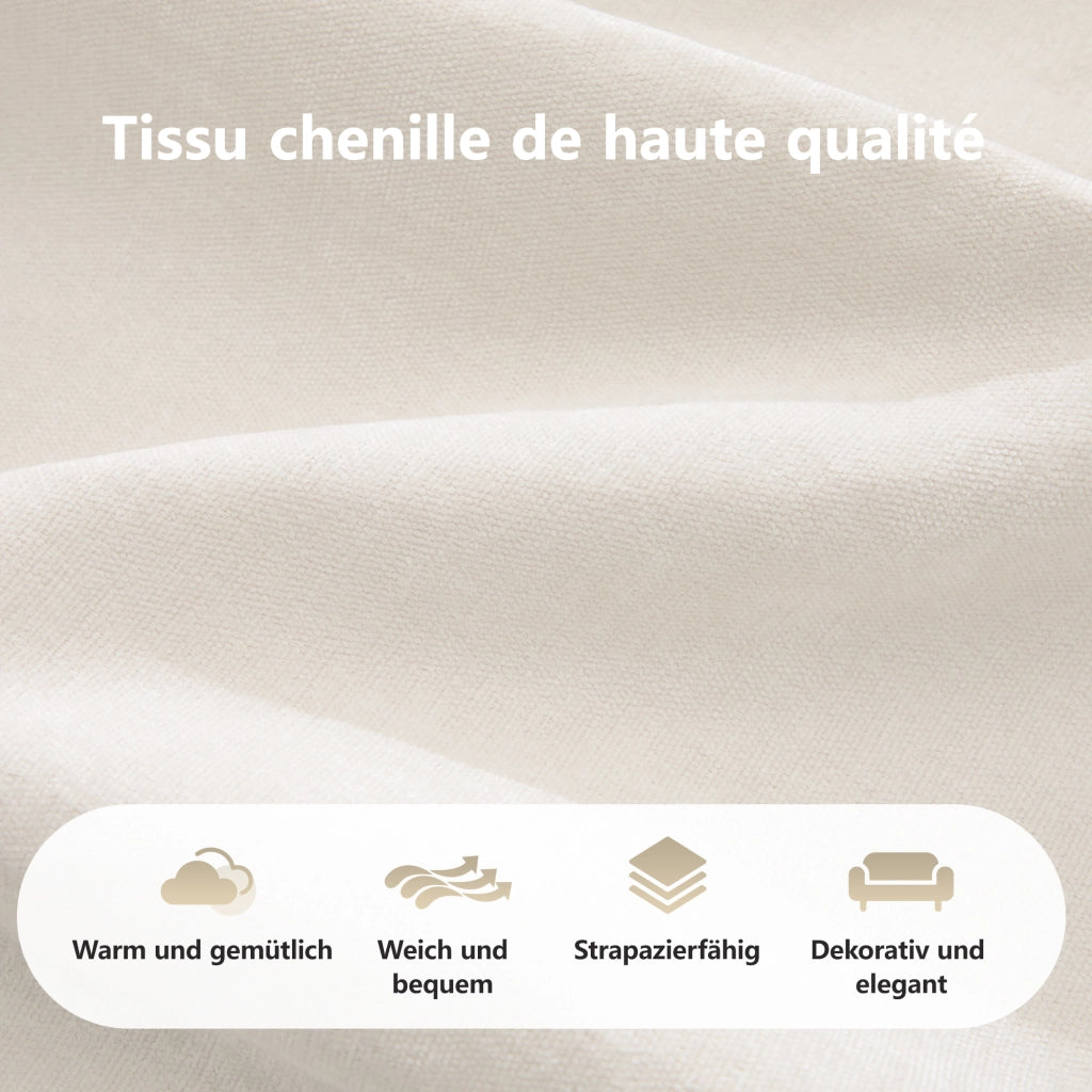 Divano modulare 3 posti senza struttura in tessuto chenille con seduta confortevole, beige chiaro 281 × 95 × 76 cm