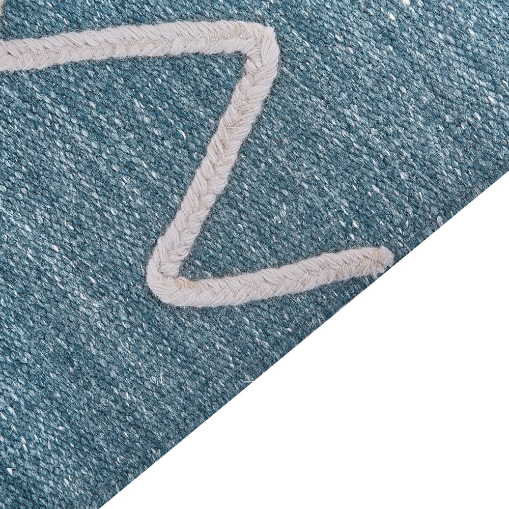 Tappeto blu 80 x 150 cm poliestere con nappe stile boho soggiorno camera da letto