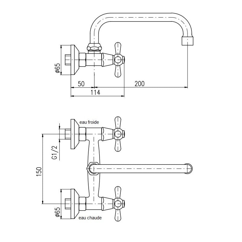 Miscelatore girevole per lavello/lavabo MORAVA in ottone cromato oro