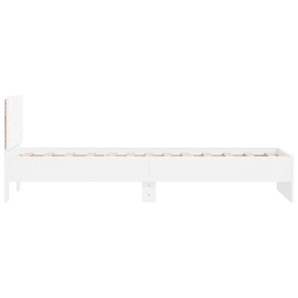 Letto singolo | Letto per adulti | Giroletto con Testiera e LED Bianco 90x190 cm