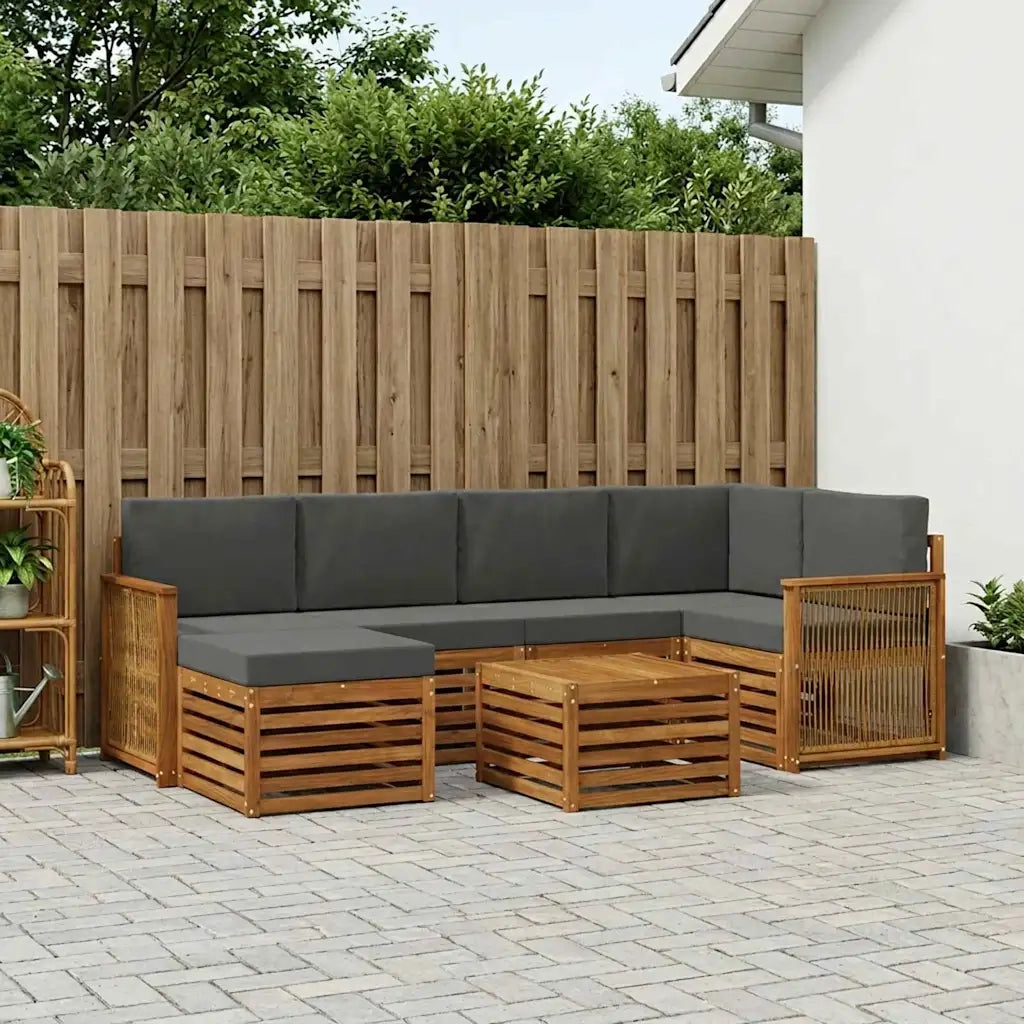 Set divano sezionale con cuscino 6 pcs Naturale e Antracite 3384598