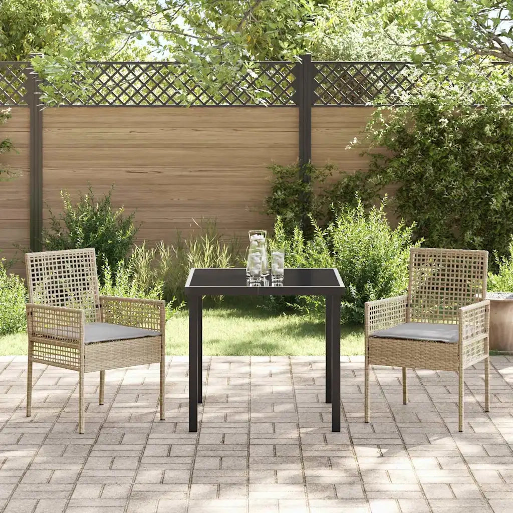 Set da Pranzo per Giardino con cuscino 3 pcs Beige polyrattan 3379884