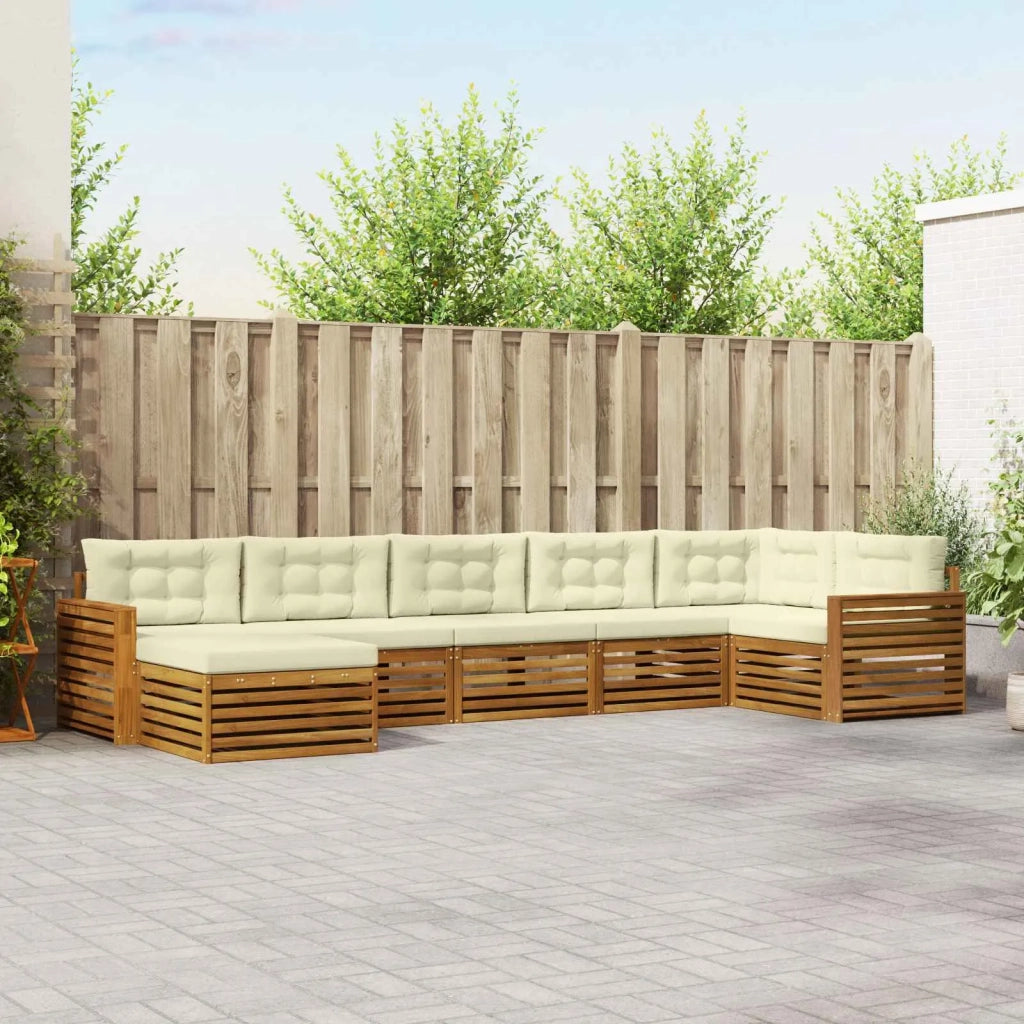 Set di divani da esterno con cuscino 7 pcs Naturale e Crema