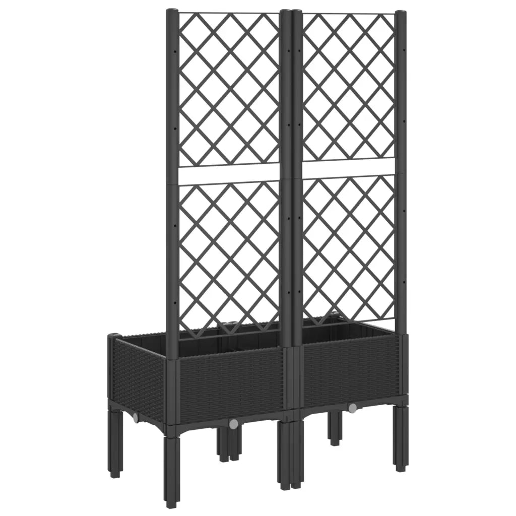 Fioriera da Giardino con Traliccio Nera 80x40x142 cm in PP 367923