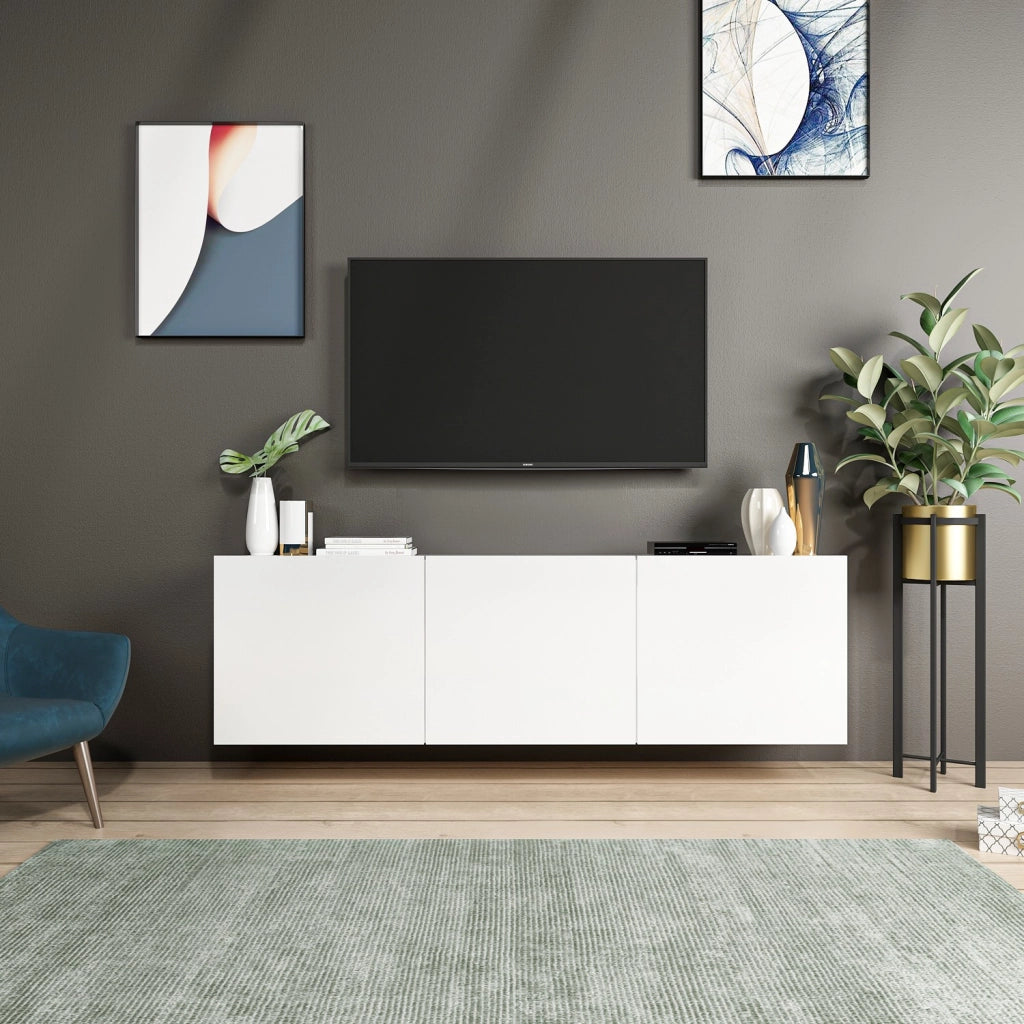 Porta TV in legno "White" - 150 x 31 x 44 cm - Bianco