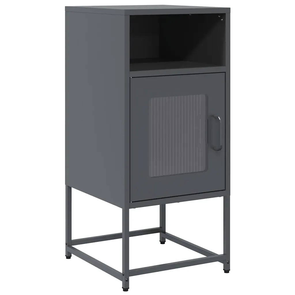 Comodino Antracite 36x39x78 cm in Acciaio Laminato a Freddo