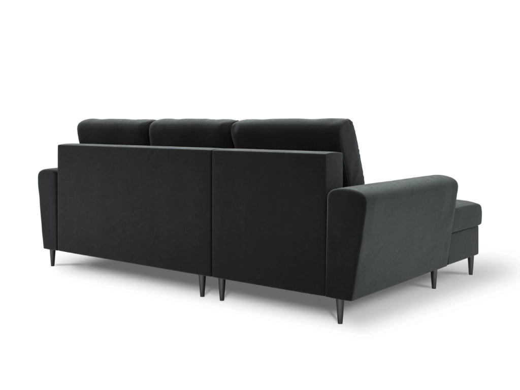 Cosmopolitan Design - Divano convertibile angolare sinistro con contenitore "Kyoto" 4 posti in velluto grigio scuro 