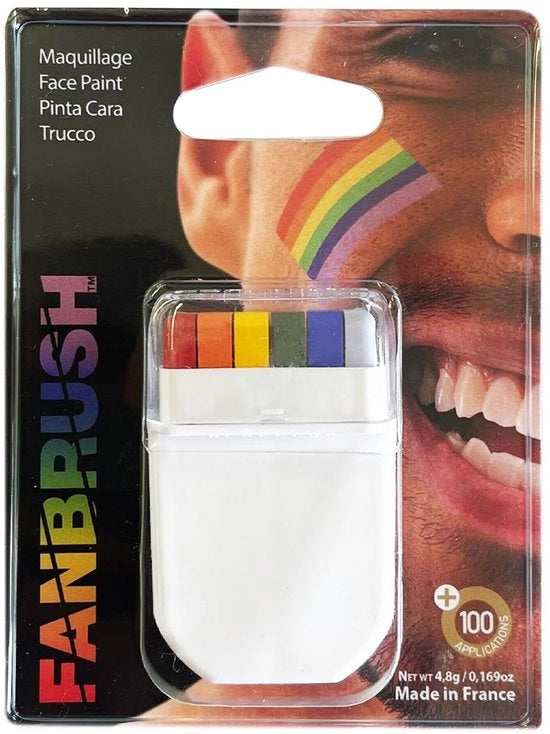 Kit di trucco multicolore - Set di stencil per trucco - Pennelli per trucco - Spugnette per trucco - Disegno Rainbow Flag