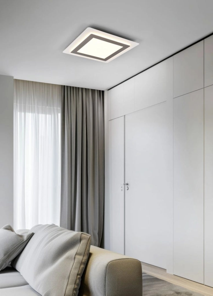 Plafoniera LED, metallo, nichel opaco, 45x4,2x45 cm, Morgan