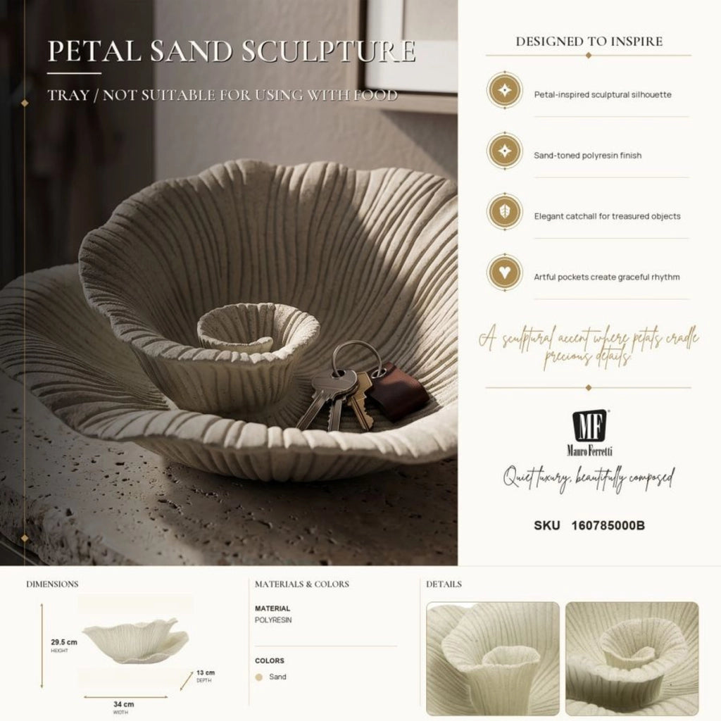 Svuotatasche decorativo Petalo in poliresina sabbia chiaro