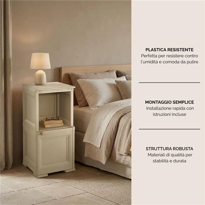 MOBILE 1 MODULO CON ANTA LEGNO E 1 MODULO SCAFFALE ANGORA 40X43X85,5 CM – CONTENITORE VERTICALE SALVASPAZIO PER ZONA LIVING E INGRESSO