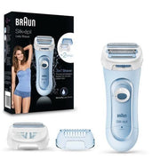 Braun silk-épil ls5-160 blu - depilatore donna elettrico senza fili, rifinitore e sistema esfoliante wet&dry 3 in 1 con 2 accessori - LS5160