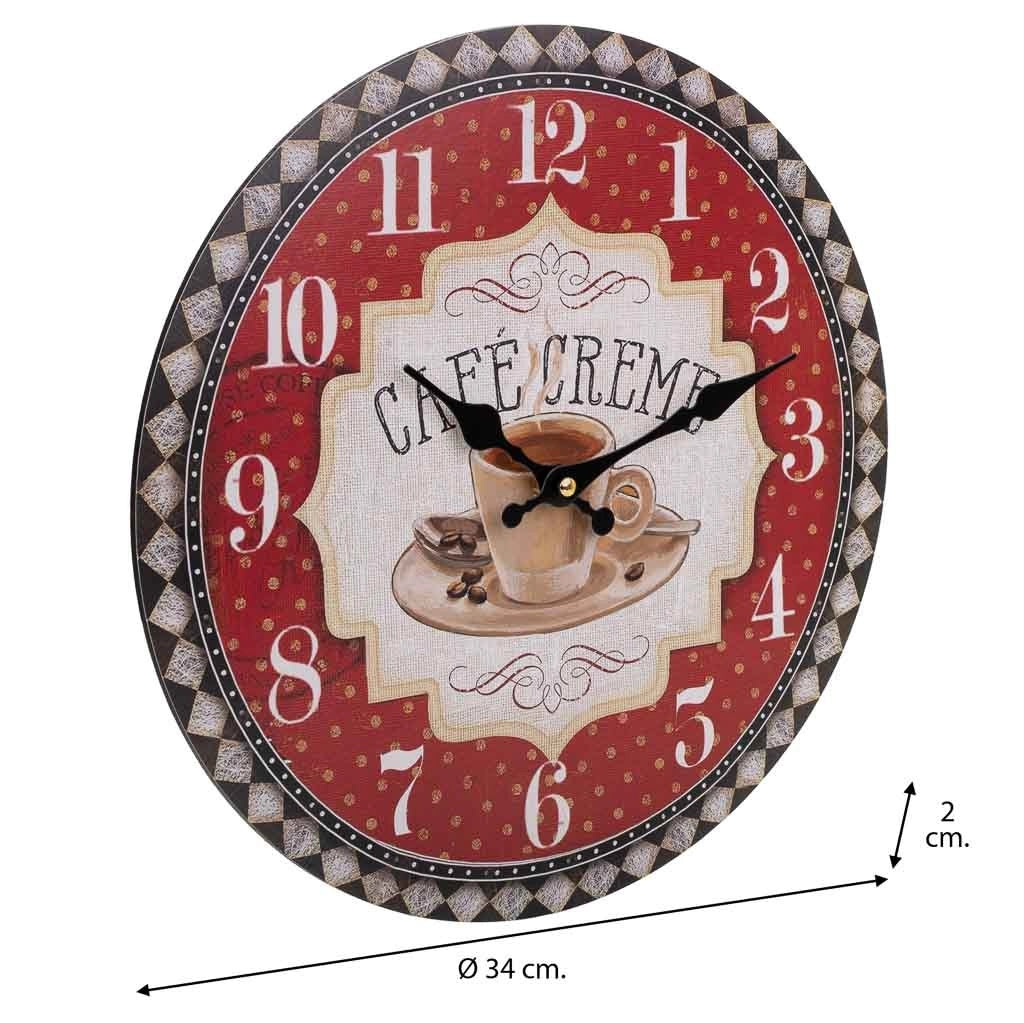 Orologio da parete in legno rosso d34x2h