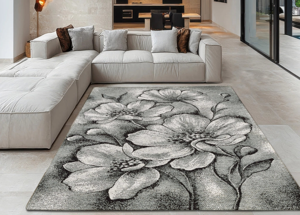 Tappeto Salotto Velour Antiscivolo Disegno Asturia By Suardi - 85x150 - Grigio