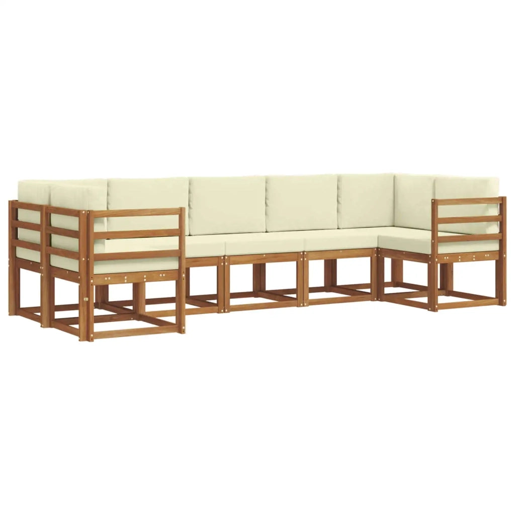 Set di divani da esterno con cuscino 7 pcs Naturale e Crema