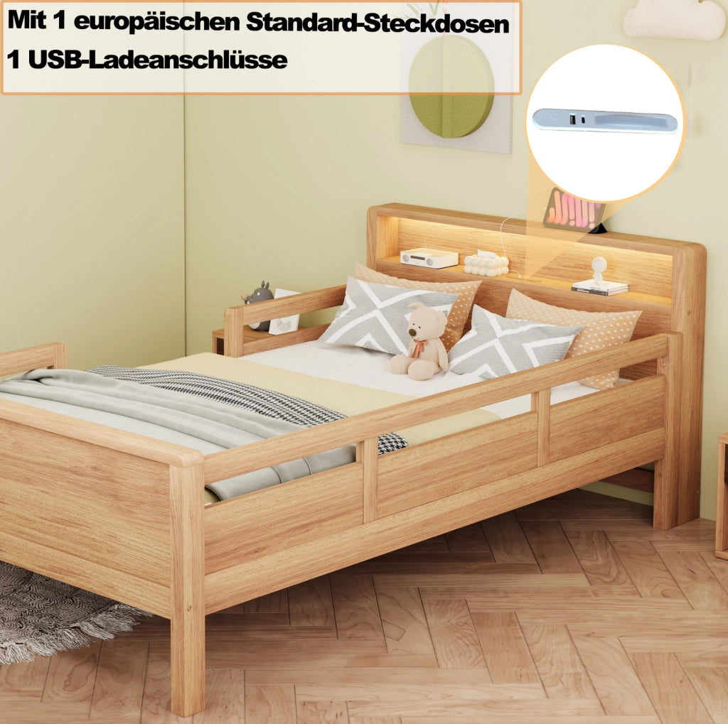 Letto singolo multifunzione 90x200 cm con LED e USB-C