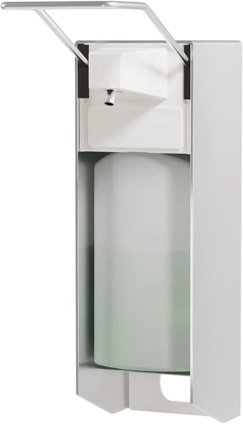 Dispensatore di sapone igienizzante - Montaggio a parete - 500 ml - Bianco - Alluminio