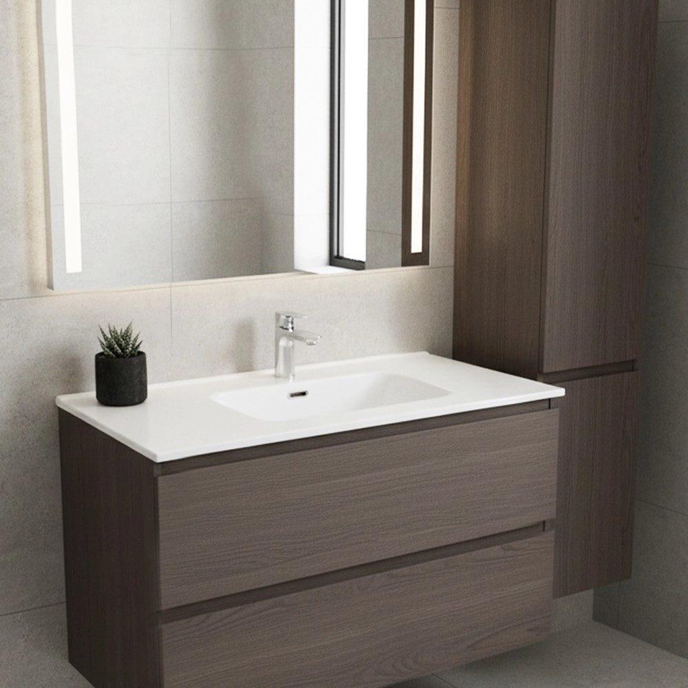 Lavabo da appoggio 1 vasca in ceramica per bagno bianco lucido 101x46,5 – Modello LAV9100S