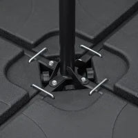 Base per Ombrellone Set 4 Pezzi in HDPE Riempibile con Acqua o Sabbia, 104x104x7.5 cm, Nera